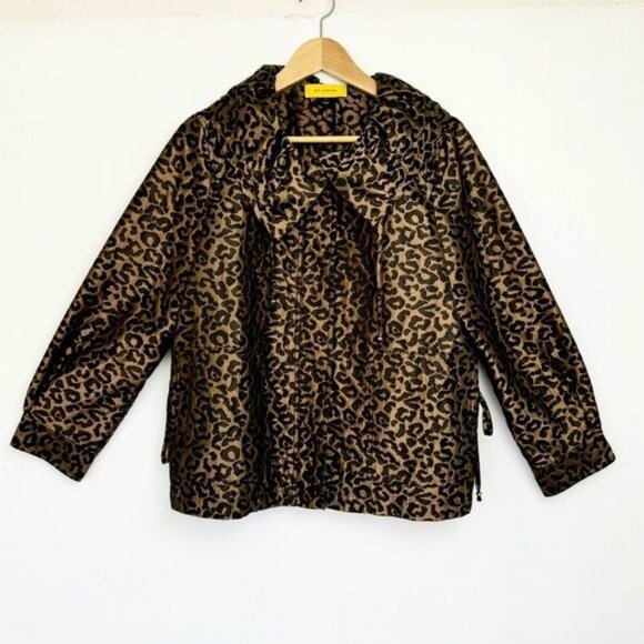 ST. JOHN ANIMAL PRINT METALLIC BROWN AND BLACK JACKET MEDIUM - Picture 2 of 13
